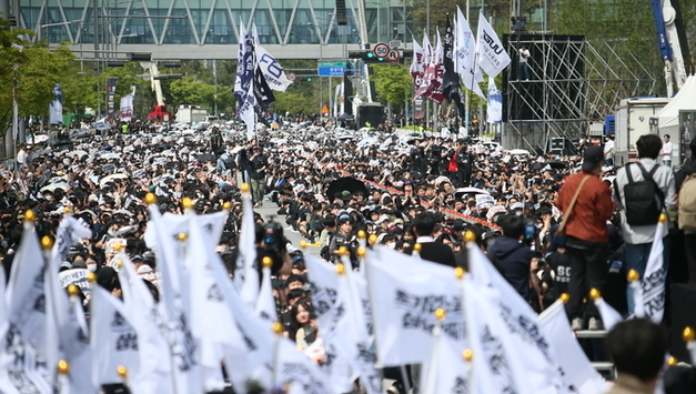 삼성전자 노조, 평택캠퍼스 찾아 집회…15 성과급 요구·성과급 상한제 폐지 요구